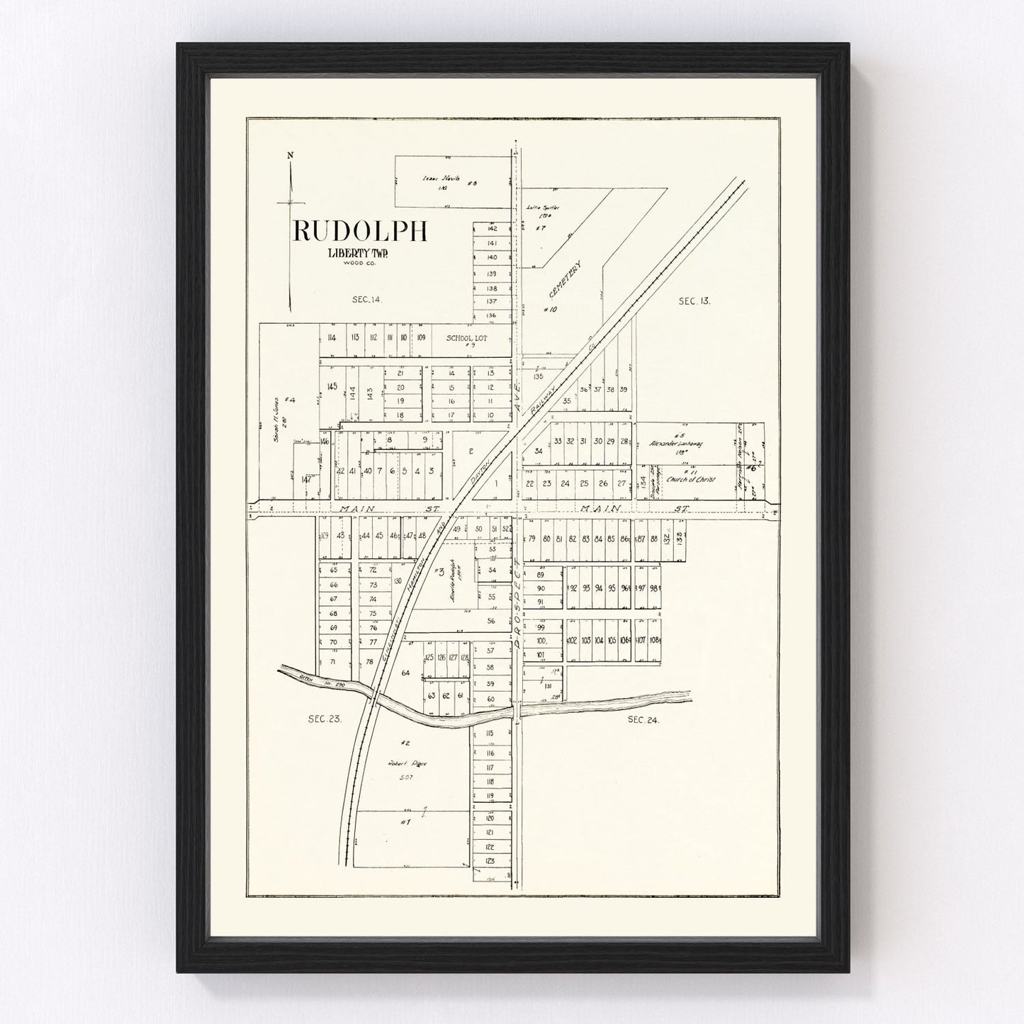 Vintage Map of Rudolph Township, Wood County, Ohio 1912