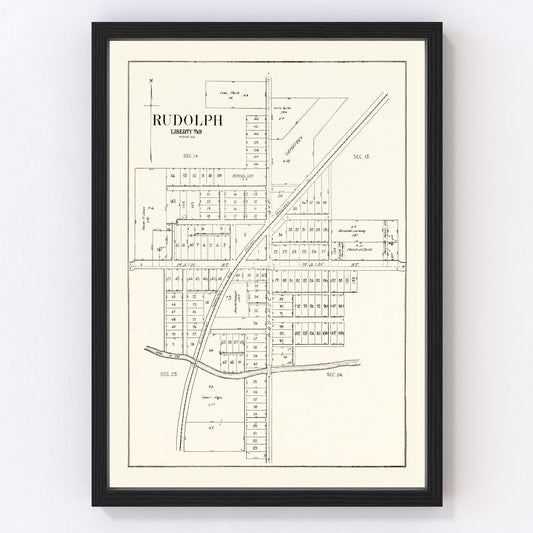 Vintage Map of Rudolph Township, Wood County, Ohio 1912