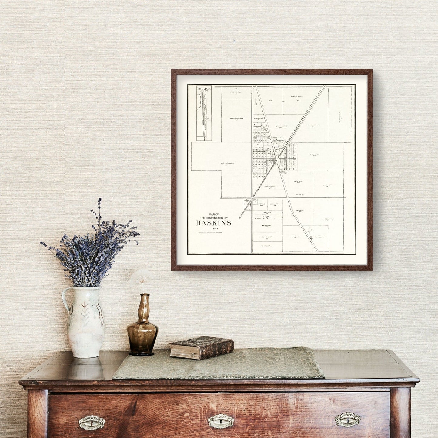 Vintage Map of Haskins, Ohio 1912