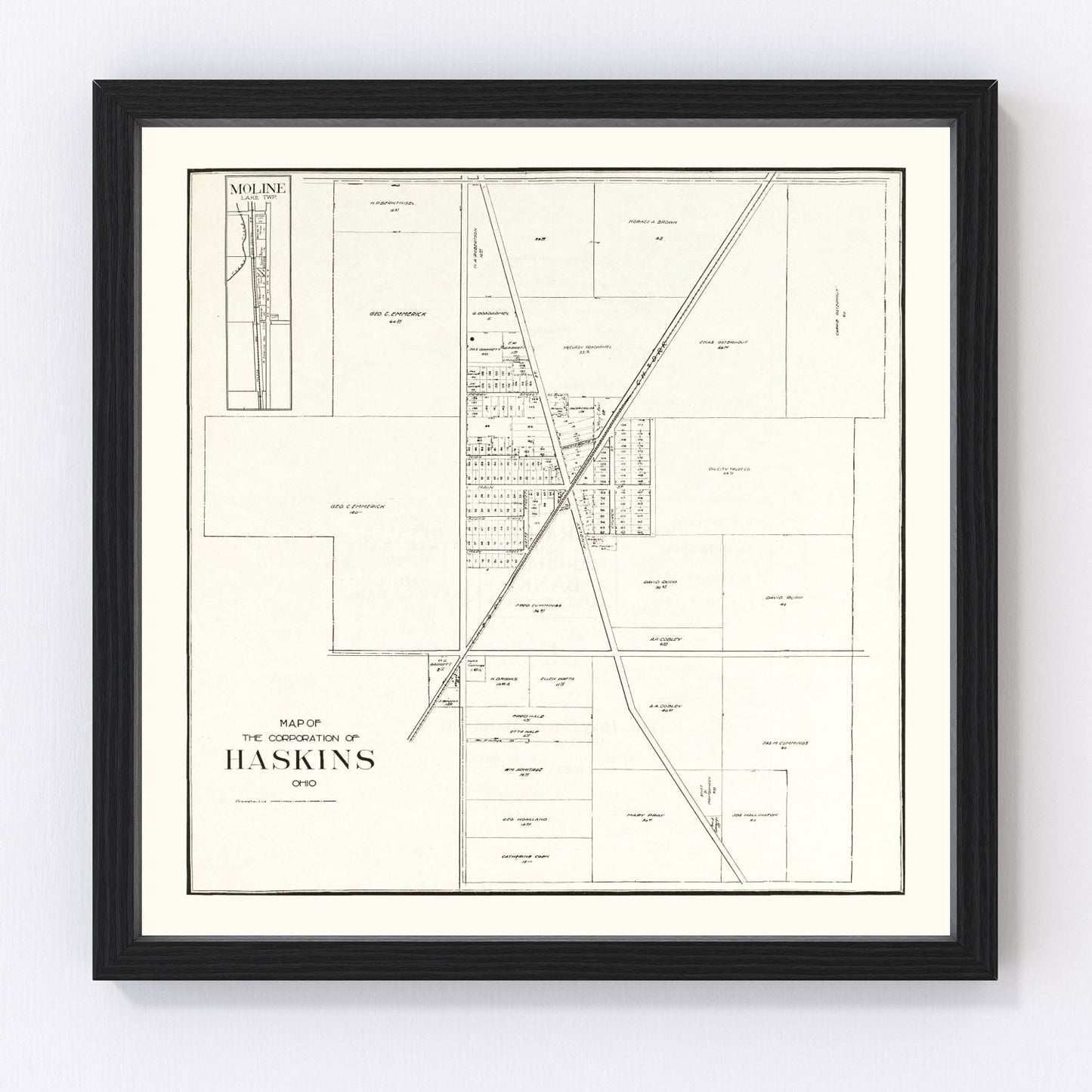 Vintage Map of Haskins, Ohio 1912
