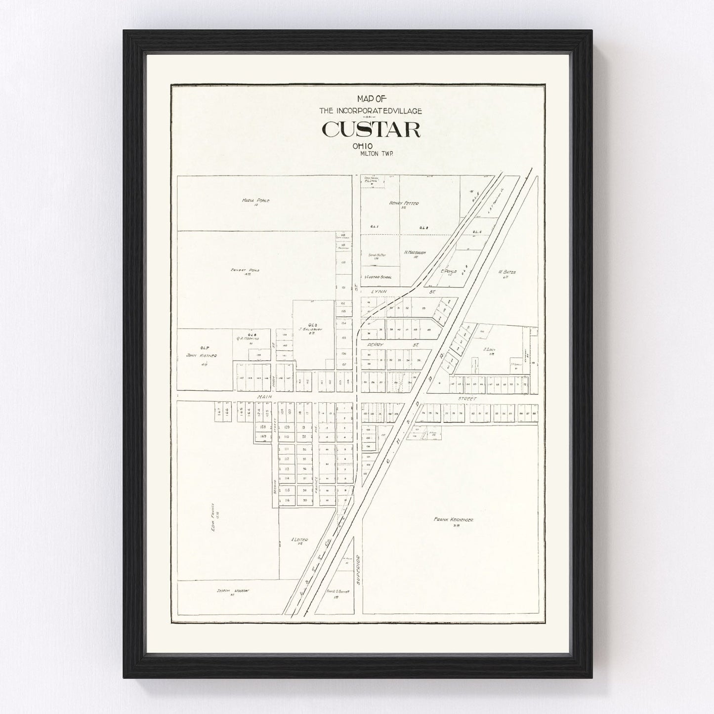 Vintage Map of Custar, Ohio 1912