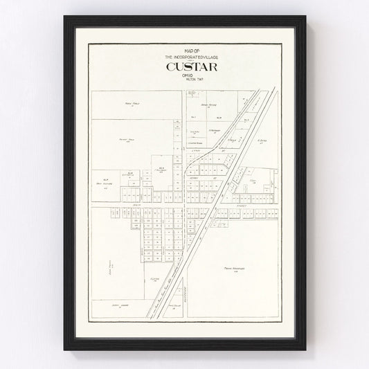 Vintage Map of Custar, Ohio 1912