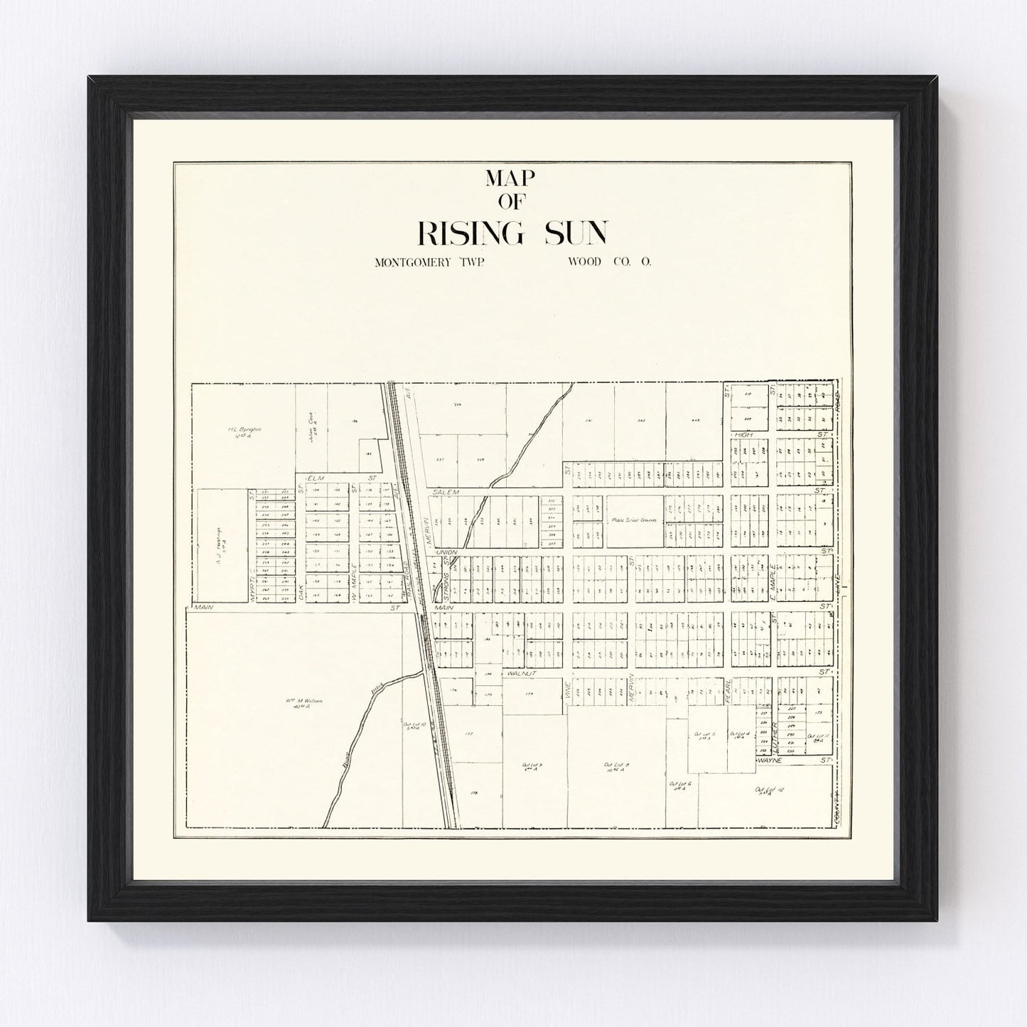 Vintage Map of Rising Sun, Ohio 1912