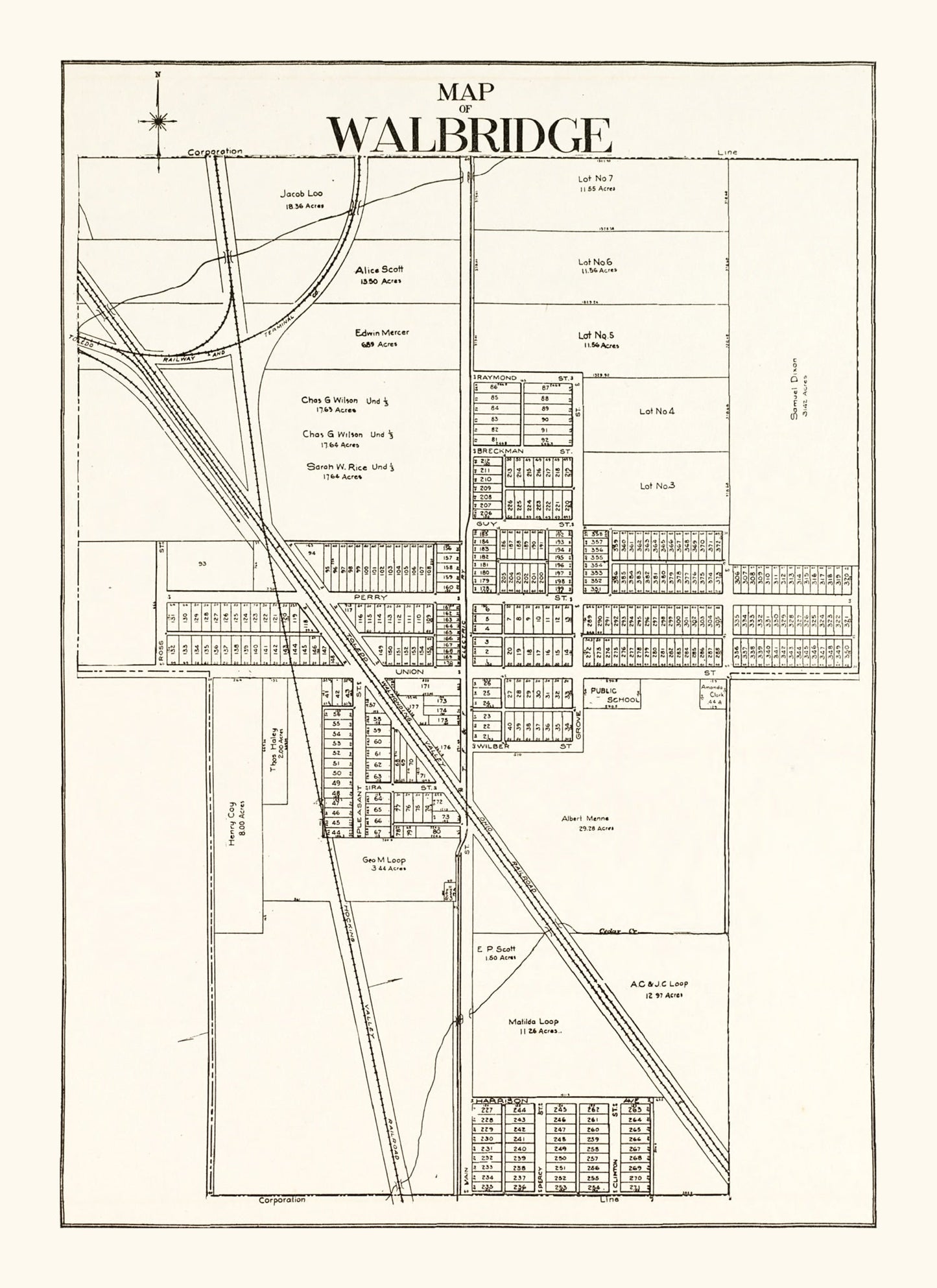 Vintage Map of Walbridge, Ohio 1912