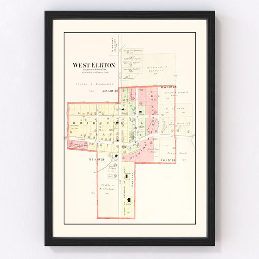 Vintage Map of West Elkton, Ohio 1912