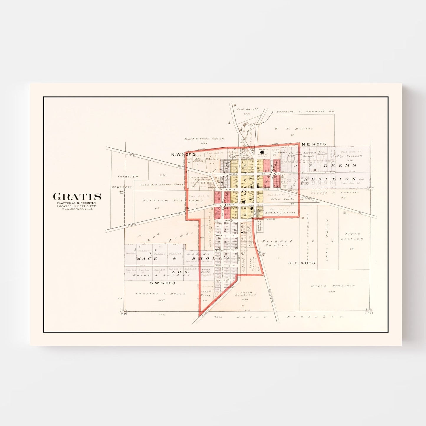 Vintage Map of Gratis, Ohio 1912
