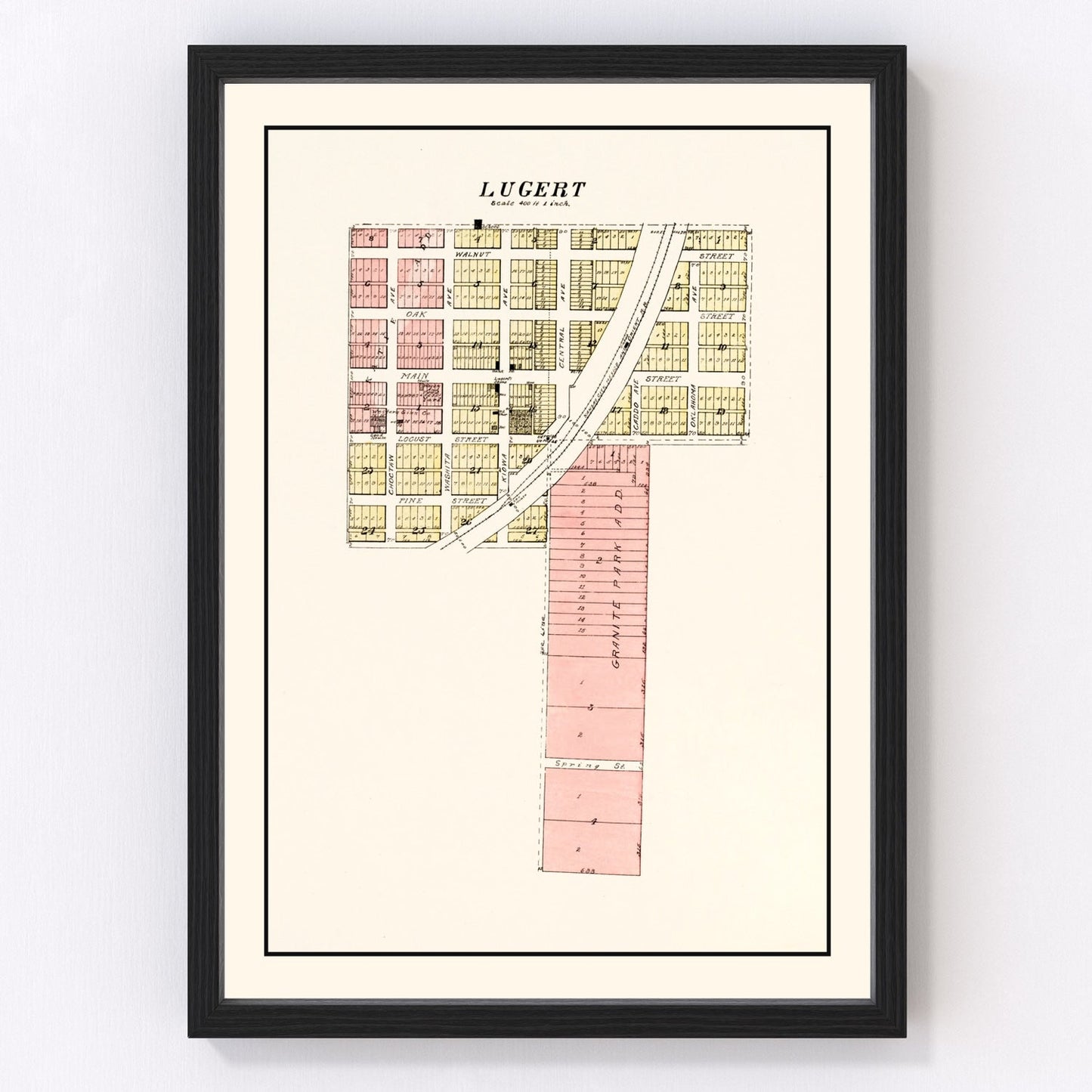 Vintage Map of Lugert, Oklahoma 1913