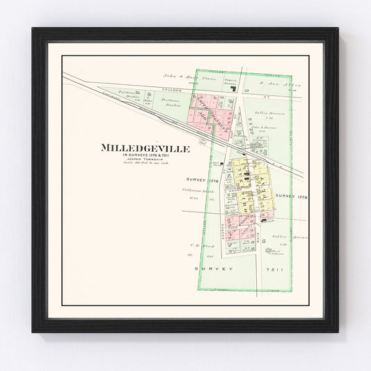 Vintage Map of Milledgeville, Ohio 1913