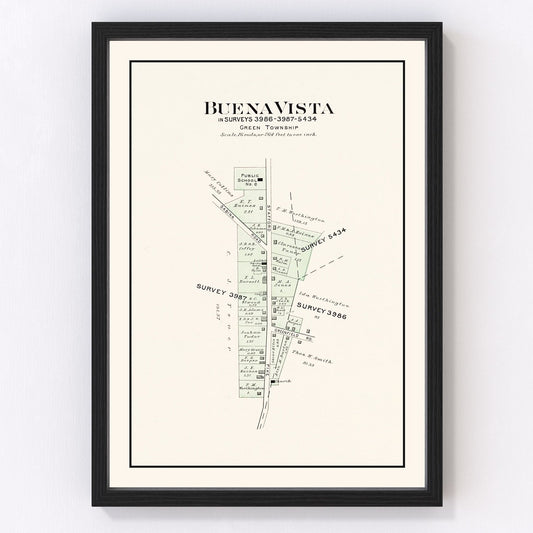 Vintage Map of Buena Vista, Ohio 1913