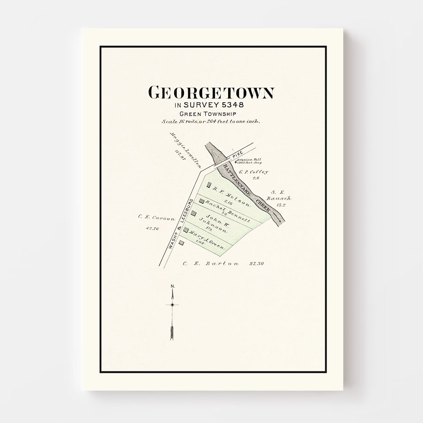 Vintage Map of Georgetown, Ohio 1913