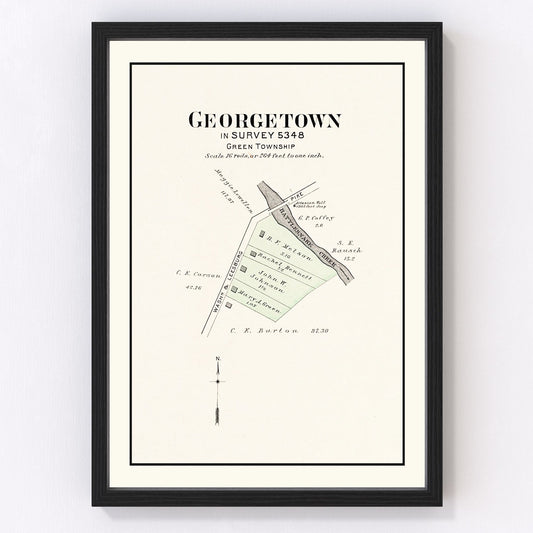 Vintage Map of Georgetown, Ohio 1913