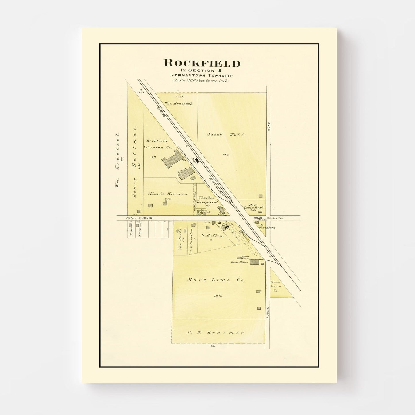 Vintage Map of Rockfield, Wisconsin 1915