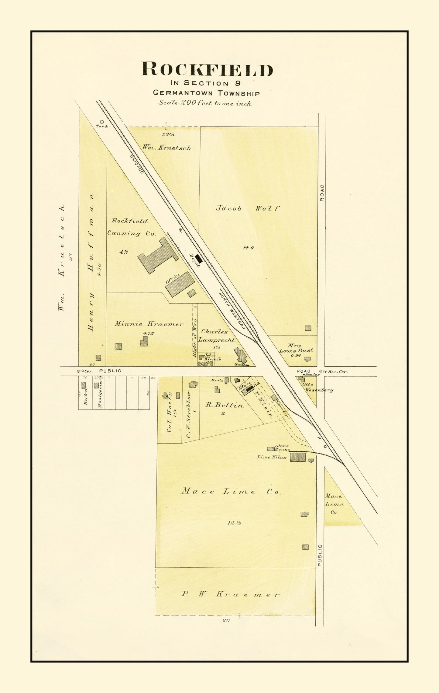 Vintage Map of Rockfield, Wisconsin 1915