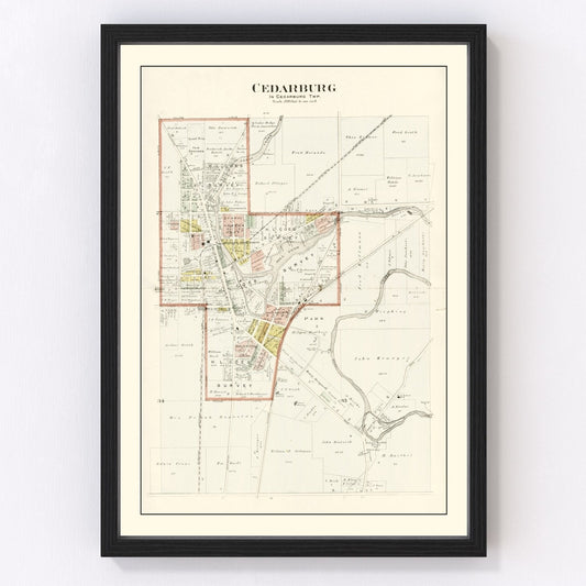Vintage Map of Cedarburg, Wisconsin 1915