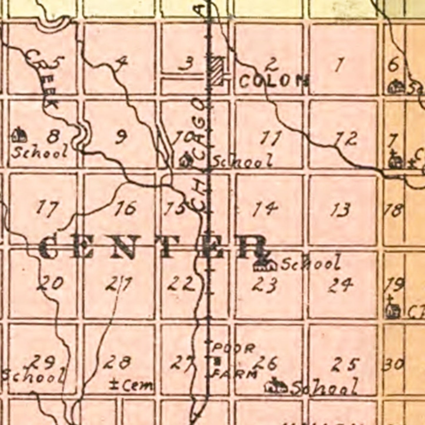 Vintage Map of Saunders County, Nebraska 1916