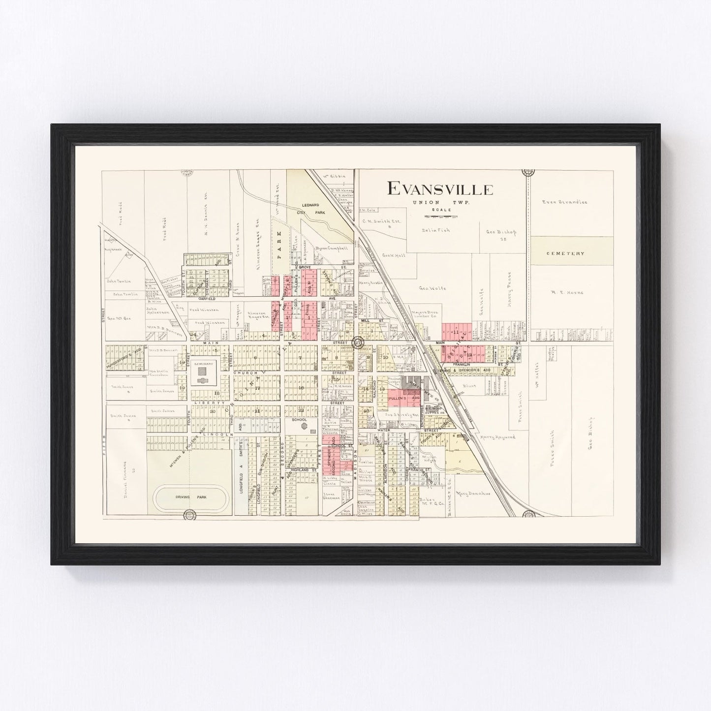 Vintage Map of Evansville, Wisconsin 1917