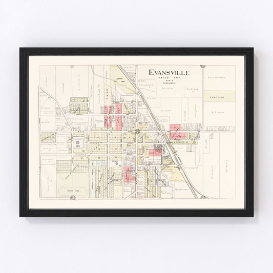 Vintage Map of Evansville, Wisconsin 1917