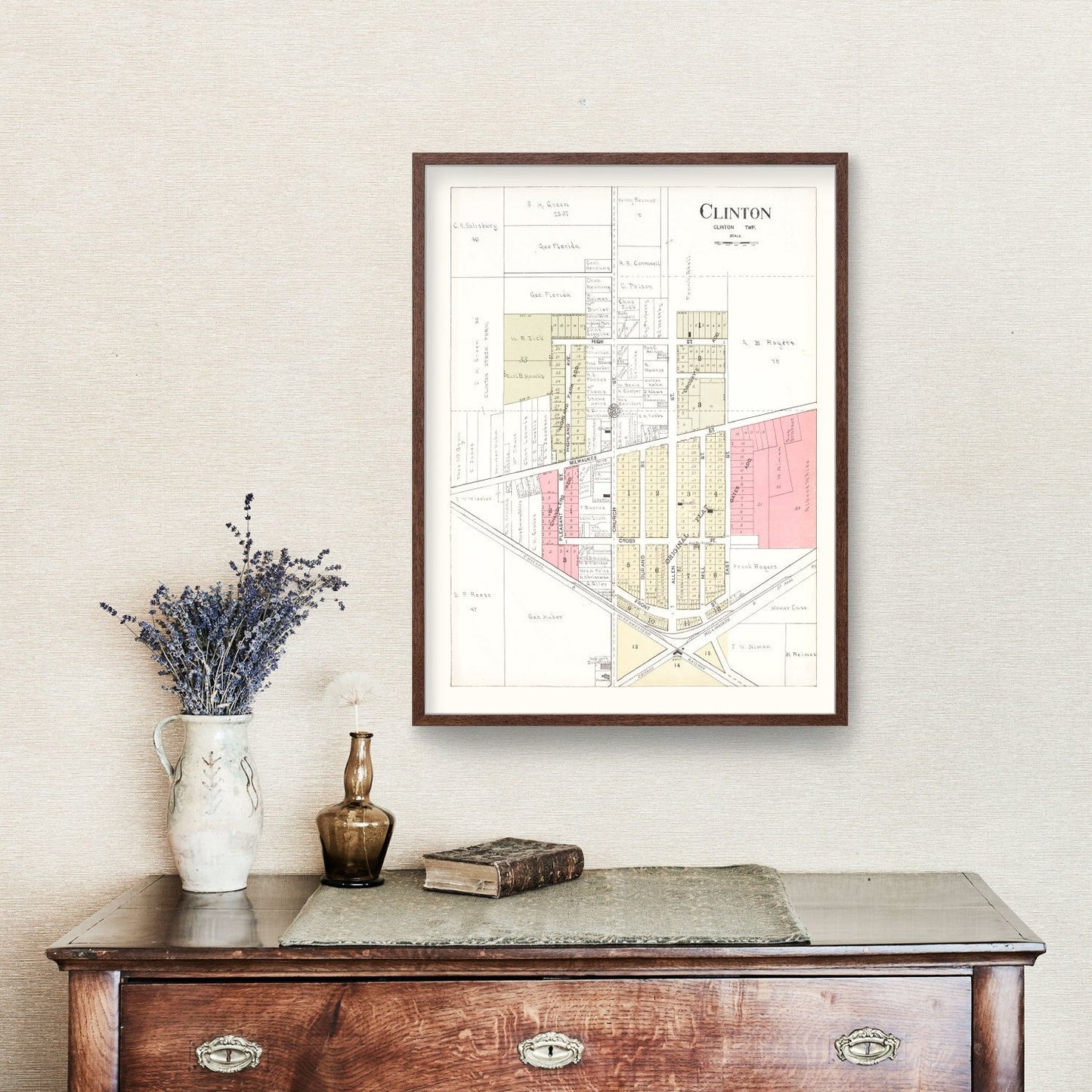 Vintage Map of Clinton, Wisconsin 1917