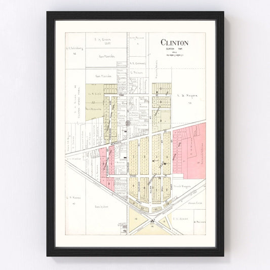 Vintage Map of Clinton, Wisconsin 1917