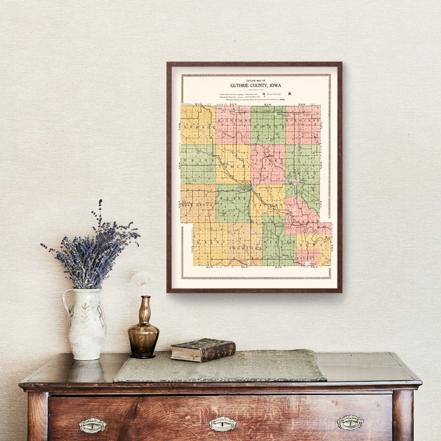 Vintage Map of Guthrie County, Iowa 1917