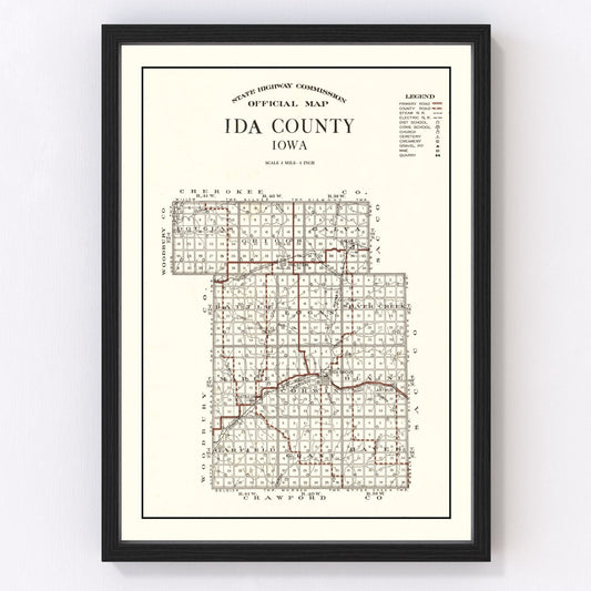 Vintage Map of Ida County, Iowa 1920