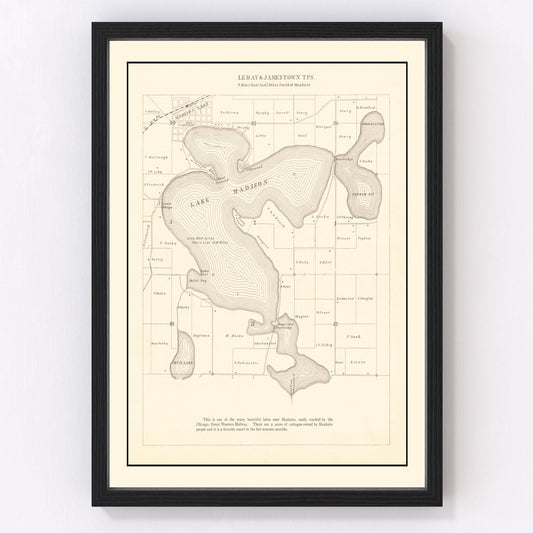 Vintage Lake Madison, MN Map 1921