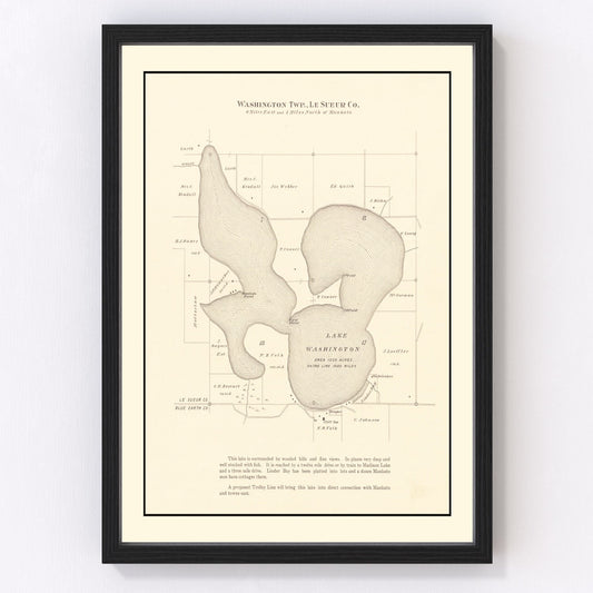 Vintage Lake Washington, MN Map 1921