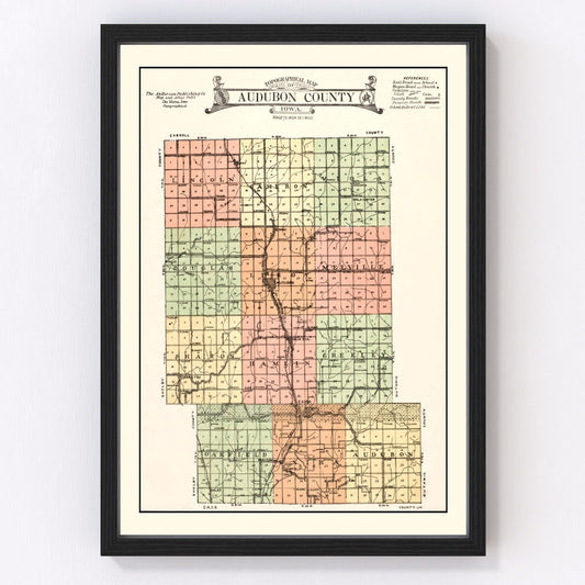 Vintage Map of Audobon County, Iowa 1921