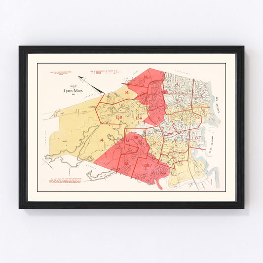 Vintage Map of Lynn, Massachusetts 1924