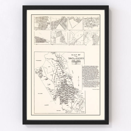Vintage Map of Saugus, Massachusetts 1924