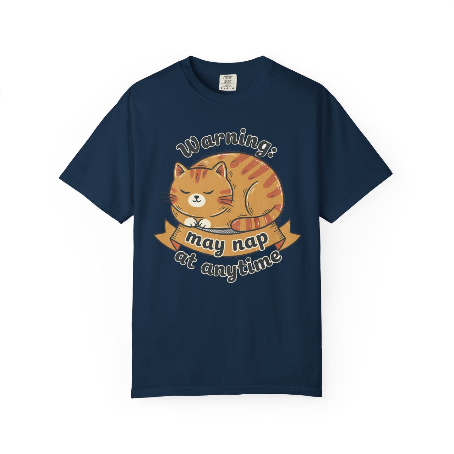 Warning may nap at anytime T-shirt | Sleeping Orange Cat