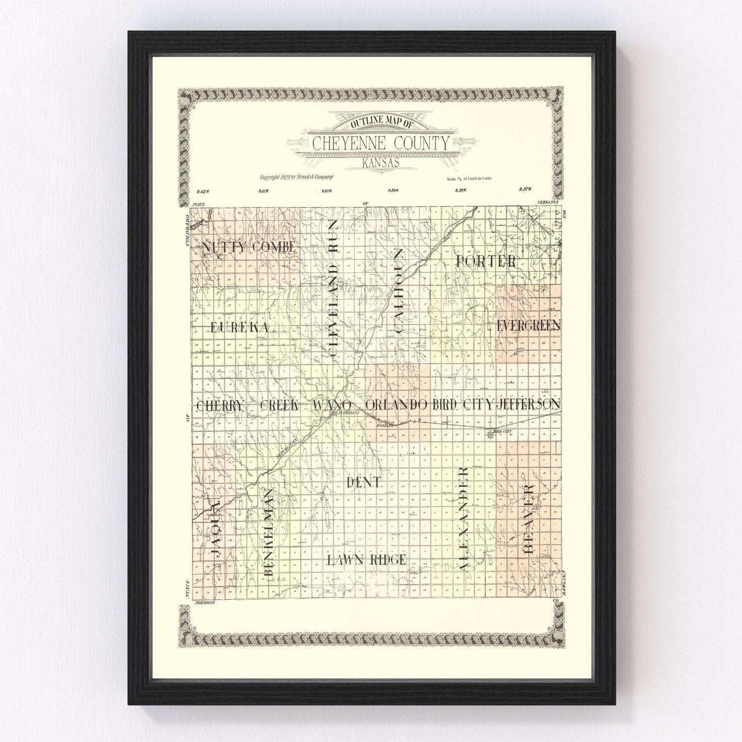 Vintage Map of Cheyenne County, Kansas 1928