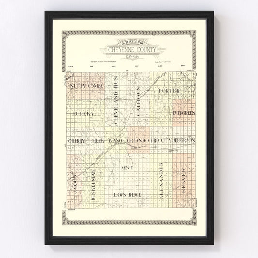 Vintage Map of Cheyenne County, Kansas 1928