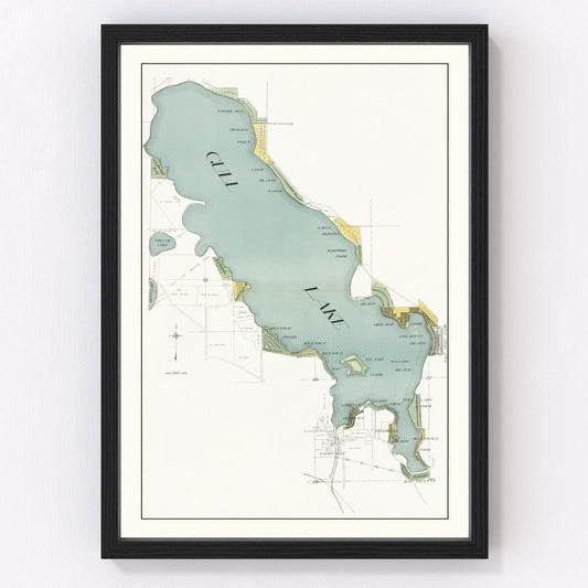 Vintage Gull Lake, MI Map 1928