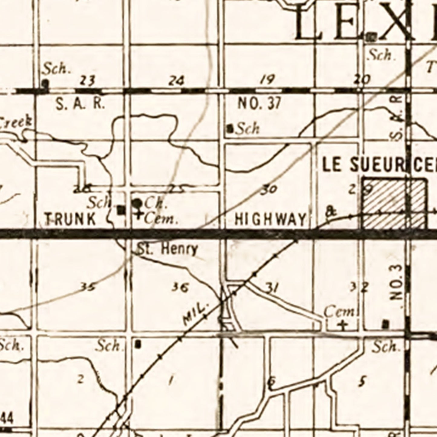 Vintage Map of Le Sueur County, Minnesota 1928