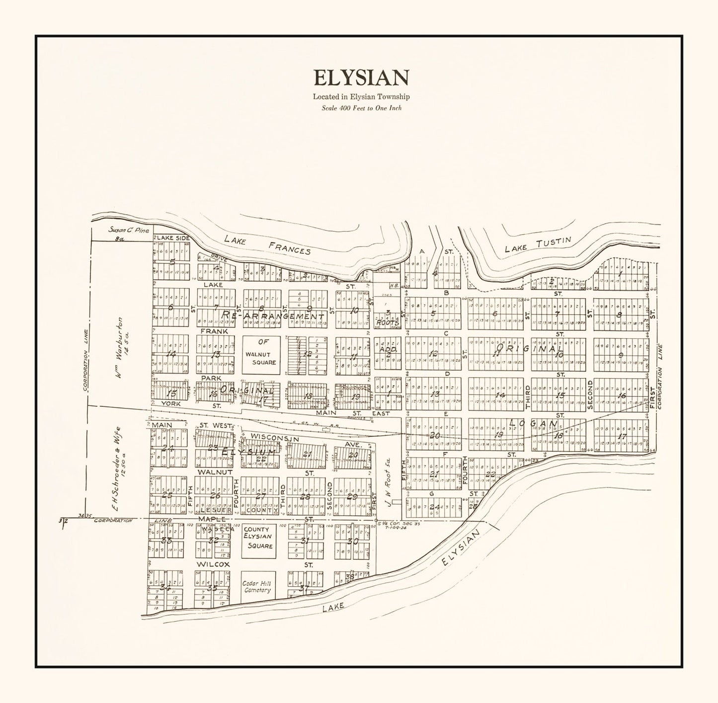 Vintage Map of Elysian, Minnesota 1928