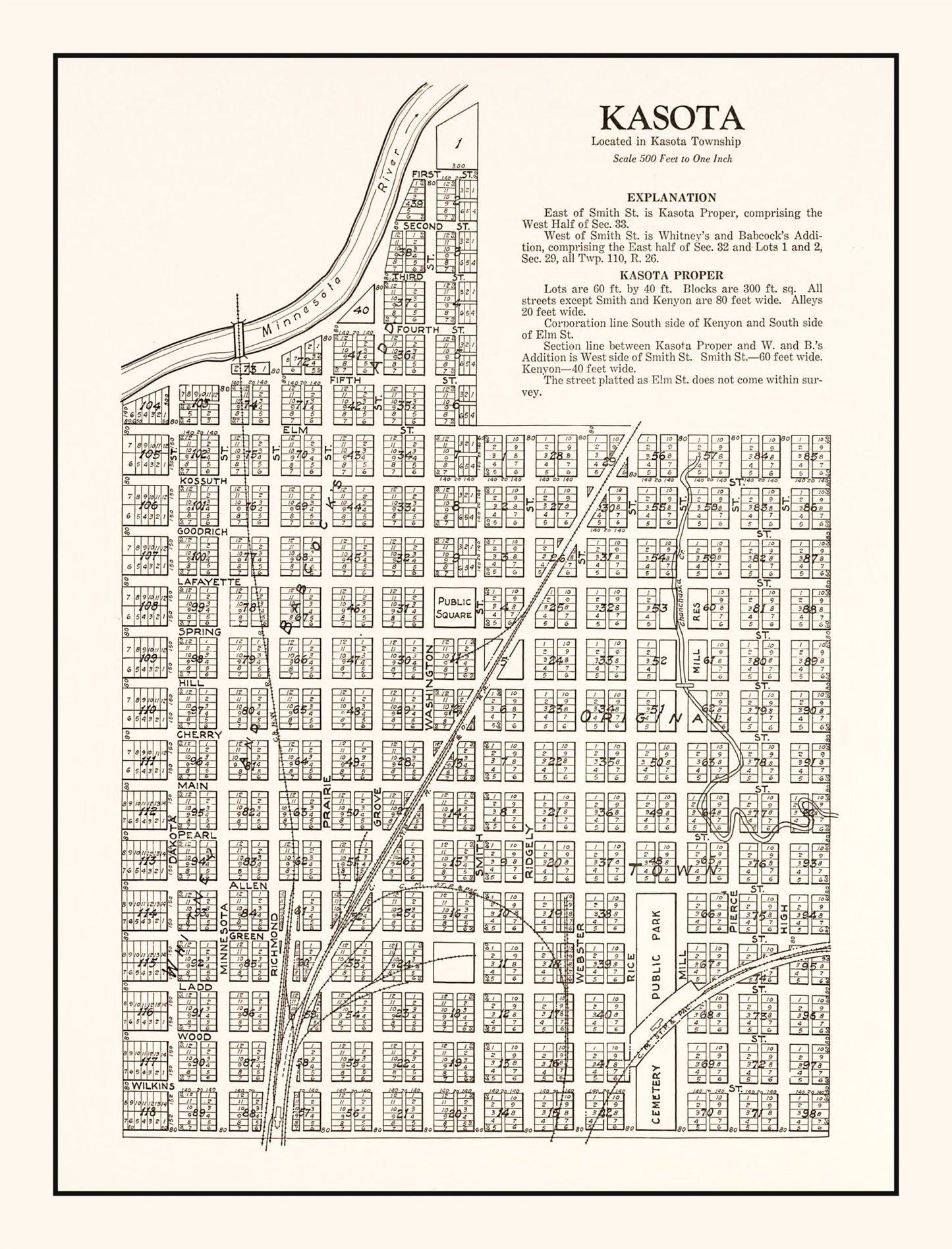 Vintage Map of Kasota, Minnesota 1928
