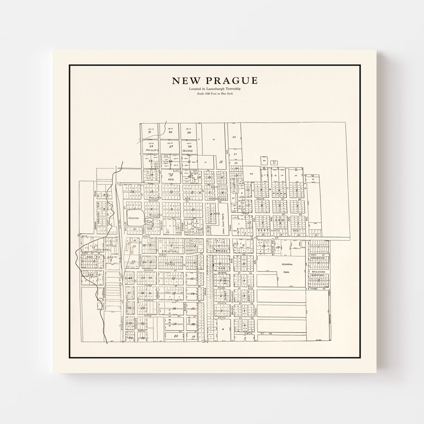 Vintage Map of New Prague, Minnesota 1928