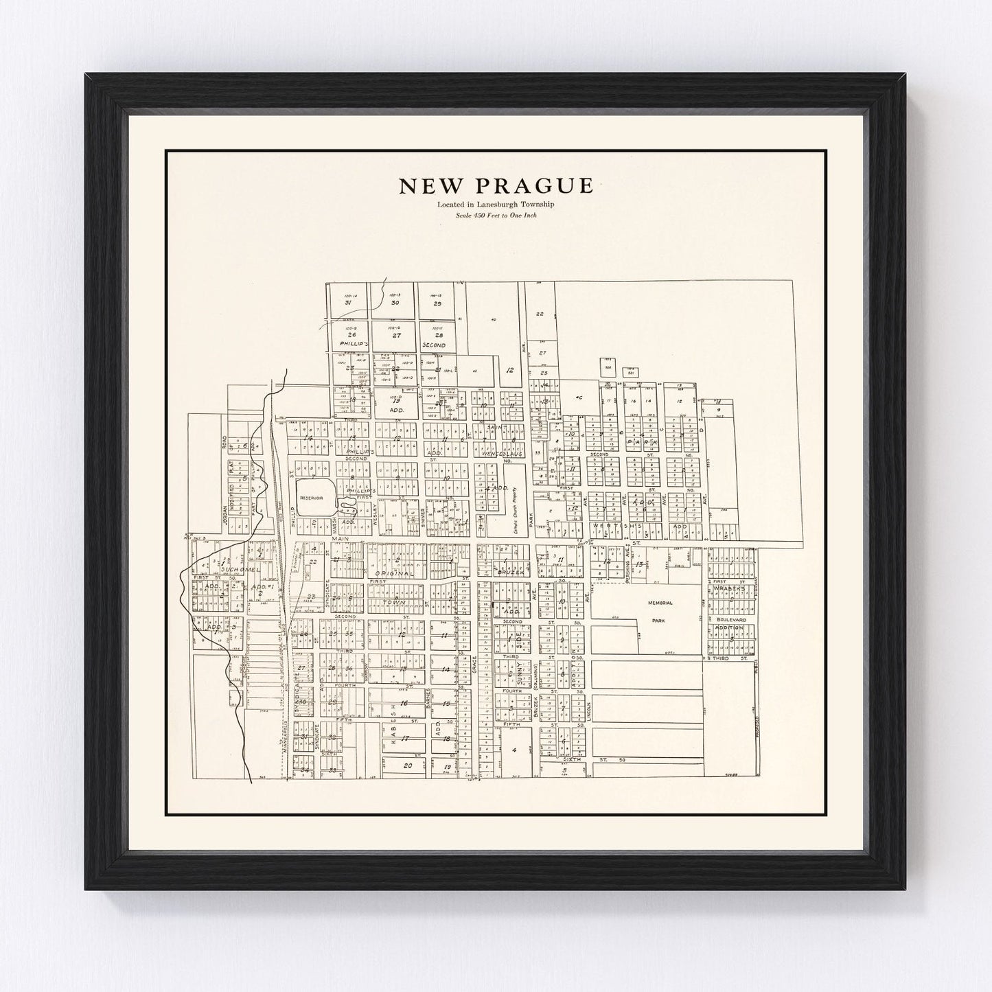 Vintage Map of New Prague, Minnesota 1928