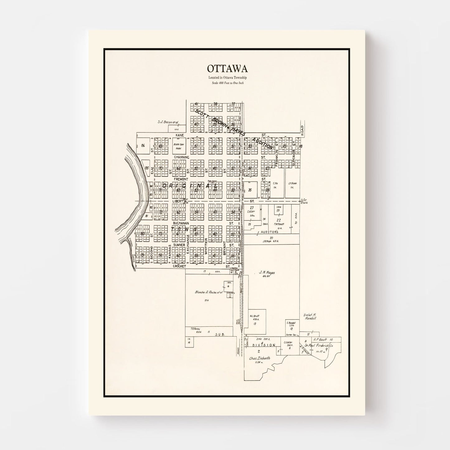 Vintage Map of Ottawa, Minnesota 1928