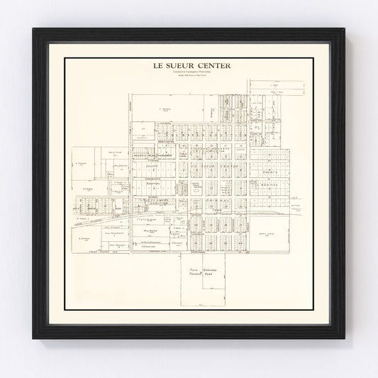 Vintage Map of Le Sueur Center, Minnesota 1928