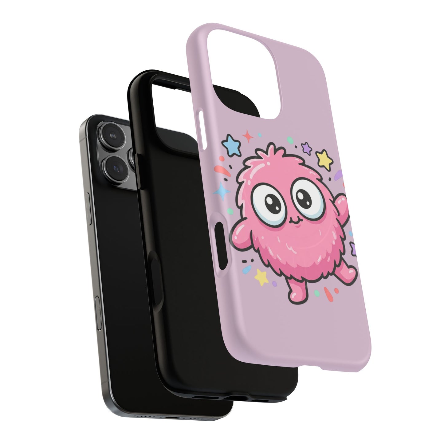 Cute Pink Fuzzy Monster Tough Magnetic Phone Case — Cute Kawaii Protective iPhone Cover