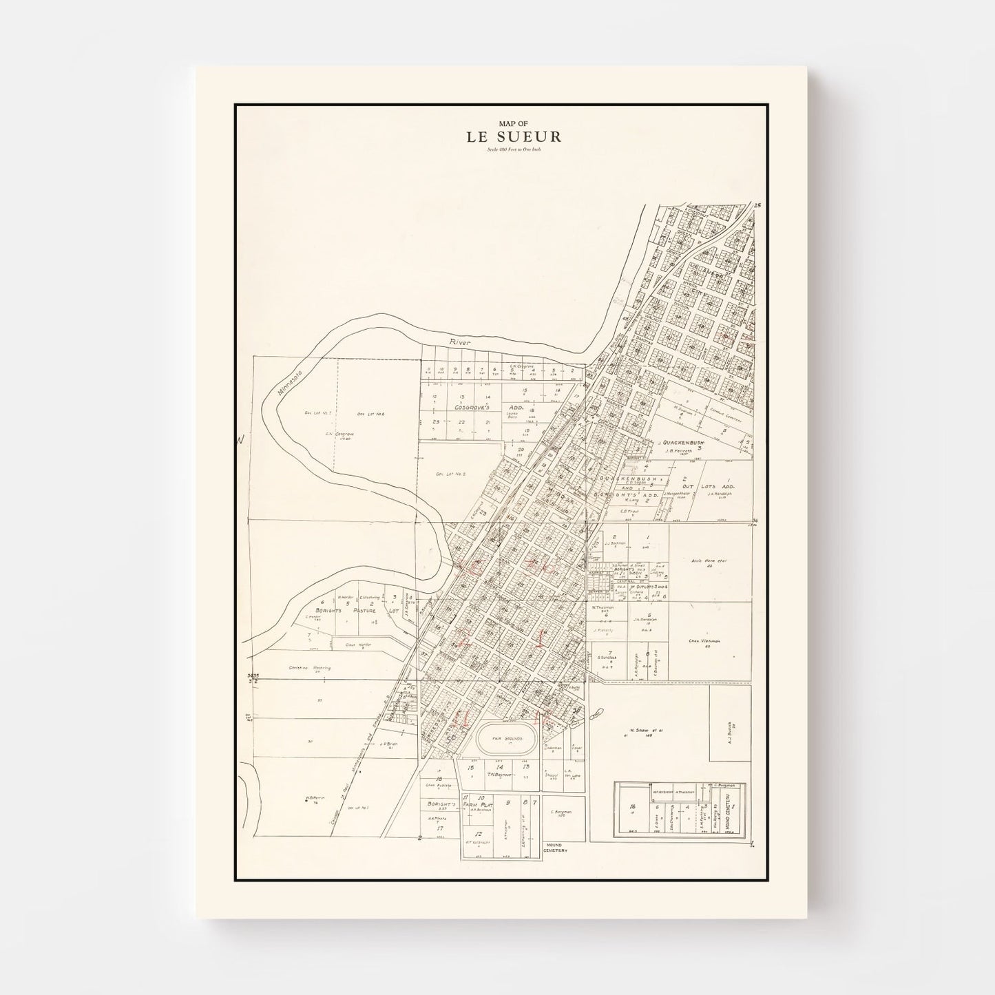 Vintage Map of Le Sueur, Minnesota 1928