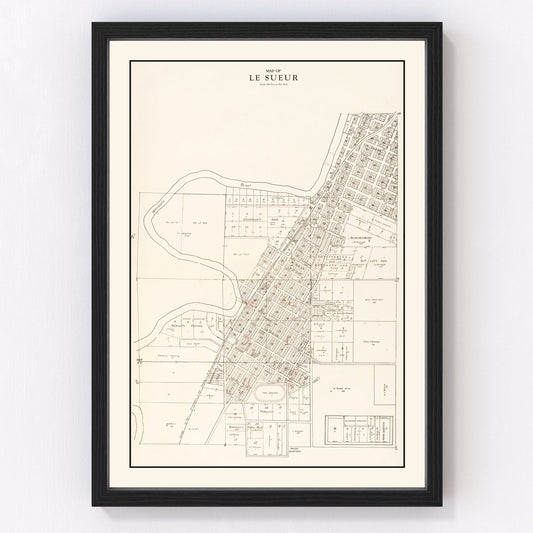 Vintage Map of Le Sueur, Minnesota 1928