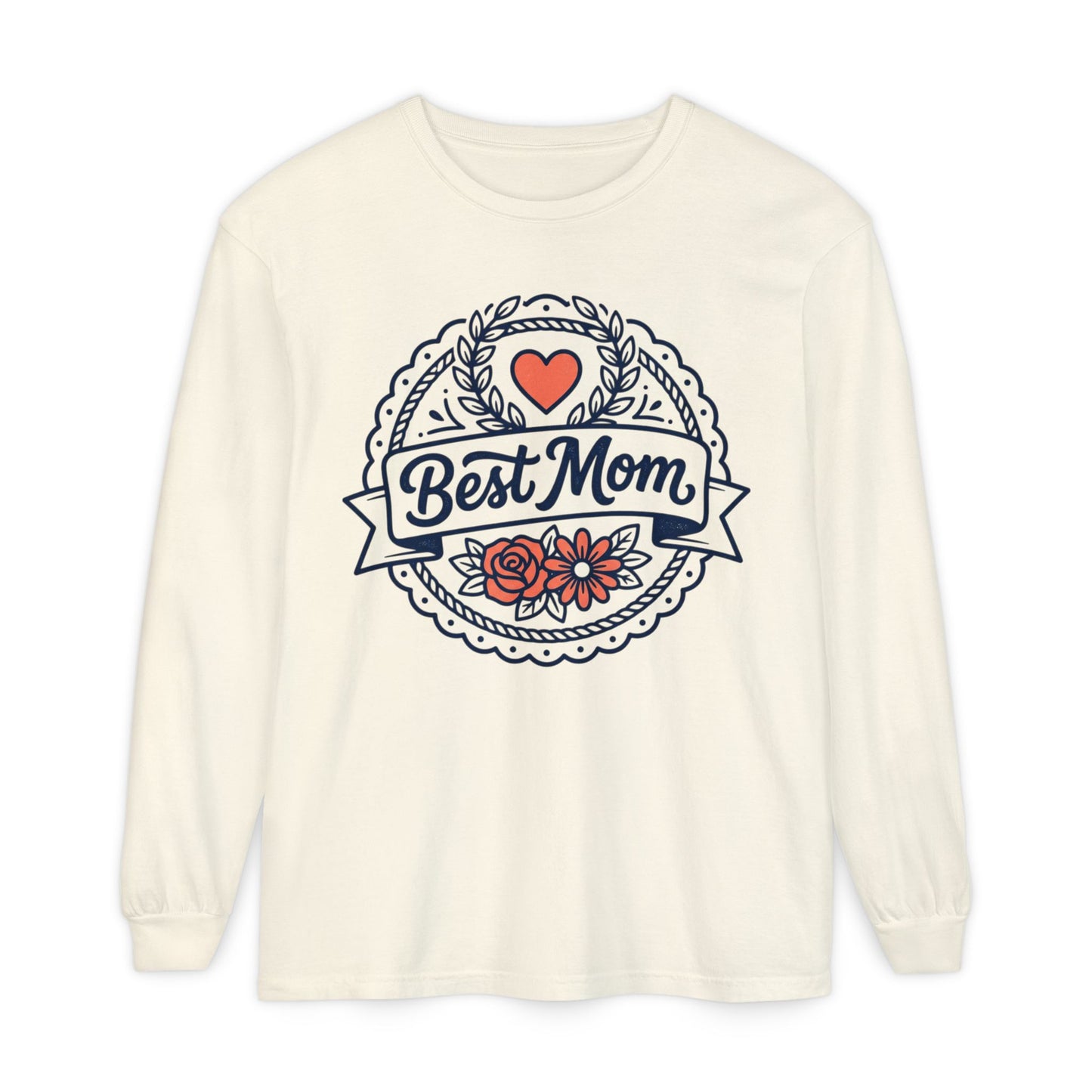 Best Mom Long Sleeve T-Shirt — Floral Heart Mother's Day Tee