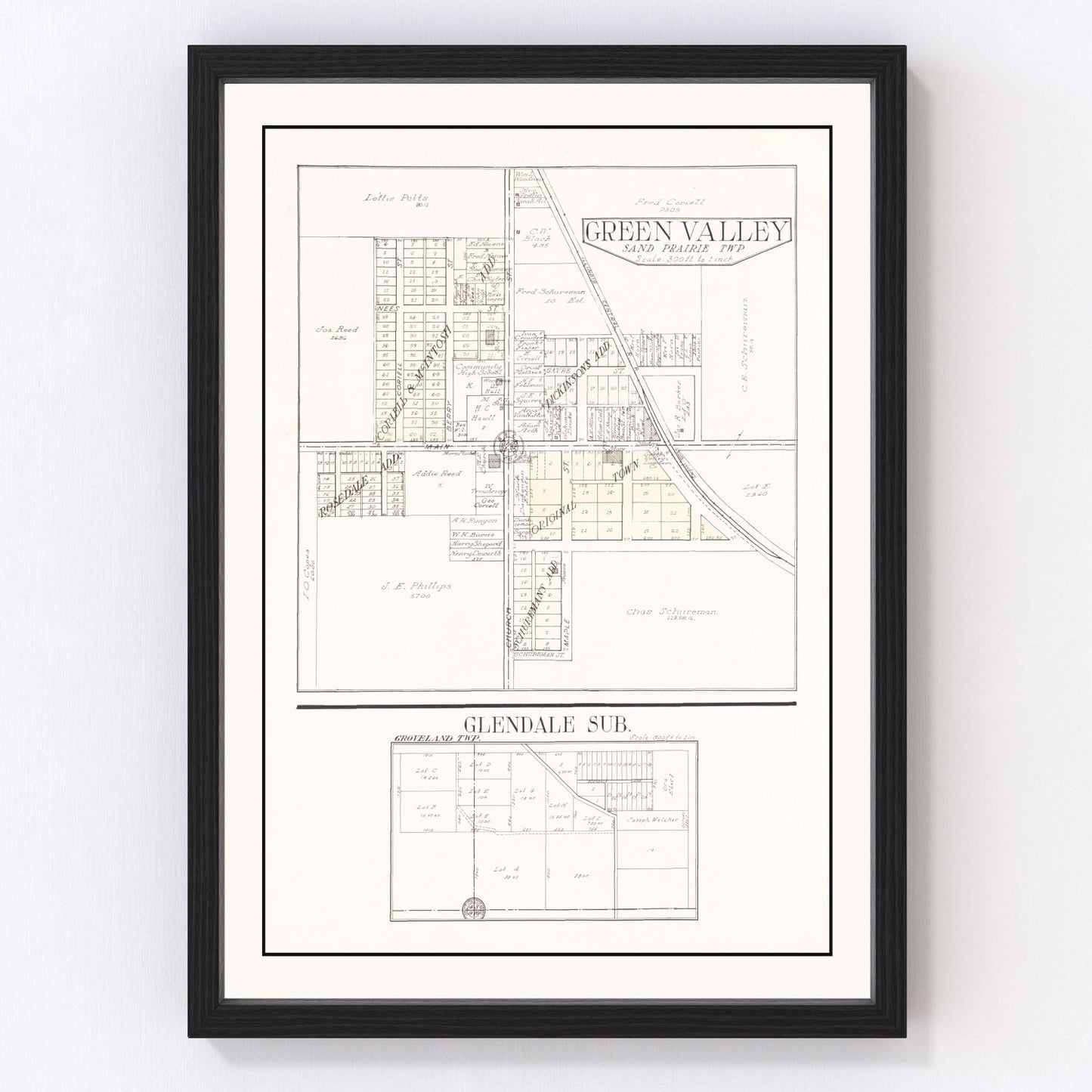 Vintage Map of Green Valley, Illinois 1929