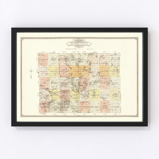 Vintage Map of Becker County, Minnesota 1929