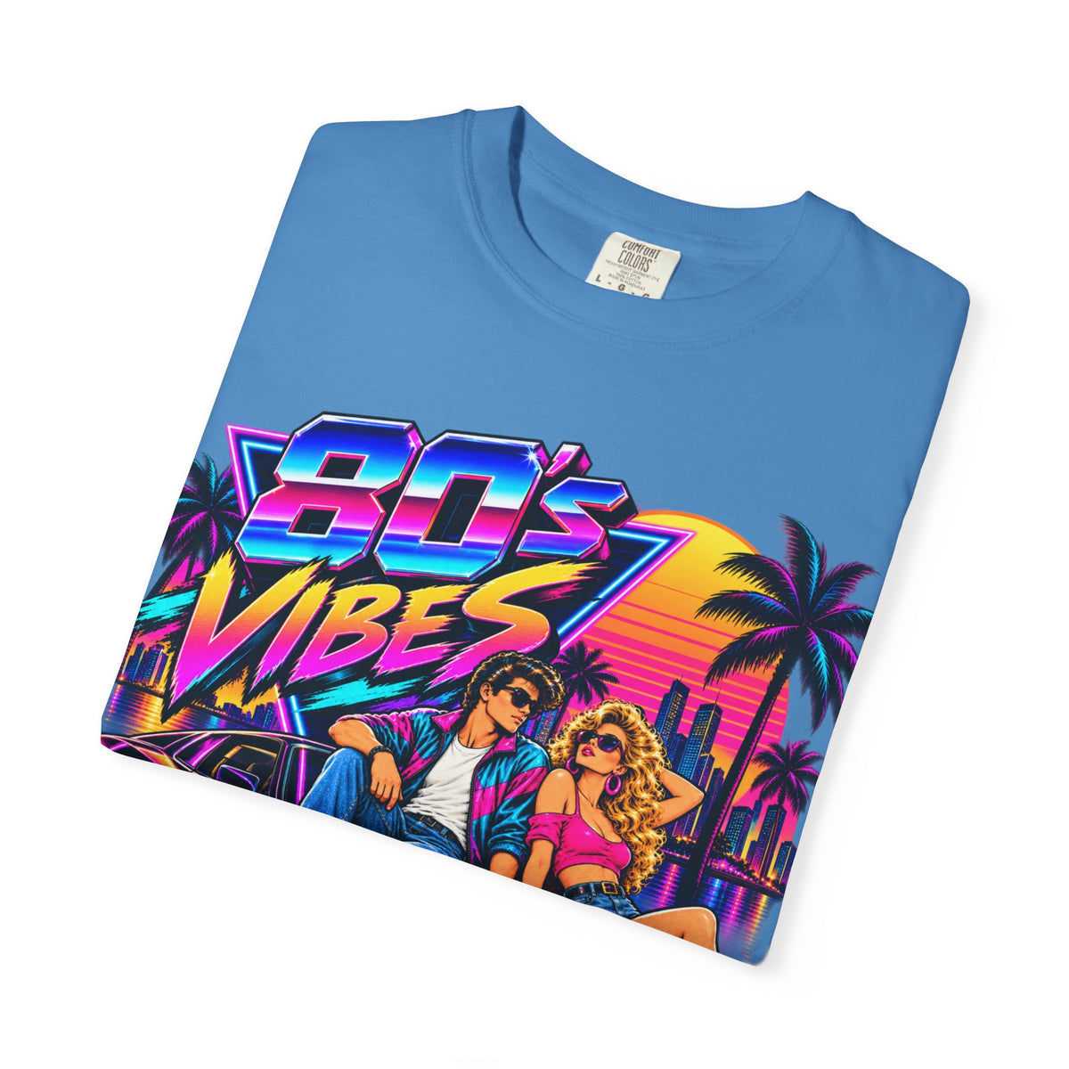 80s Vibes retro car scene T-shirt | neon palm sunset