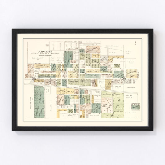 Vintage Map of Nappanee, Indiana 1929