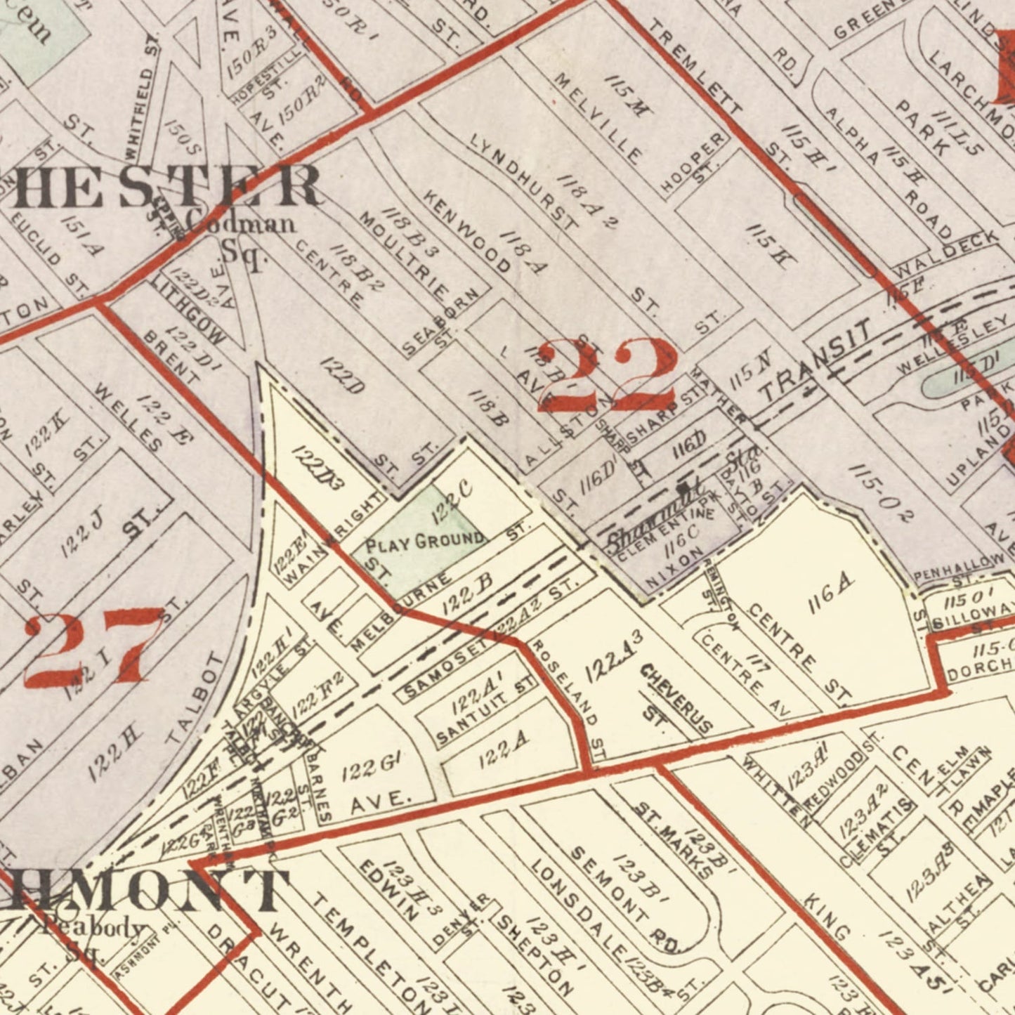 Vintage Dorchester, MA Map 1933